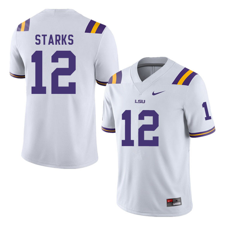 Men #12 Donte Starks LSU Tigers College Football Jerseys Sale-White